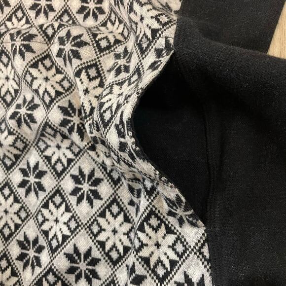 T by Talbots Fair Isle Half Zip Top & Leggings Set Women’s Small Black White - Picture 6 of 16